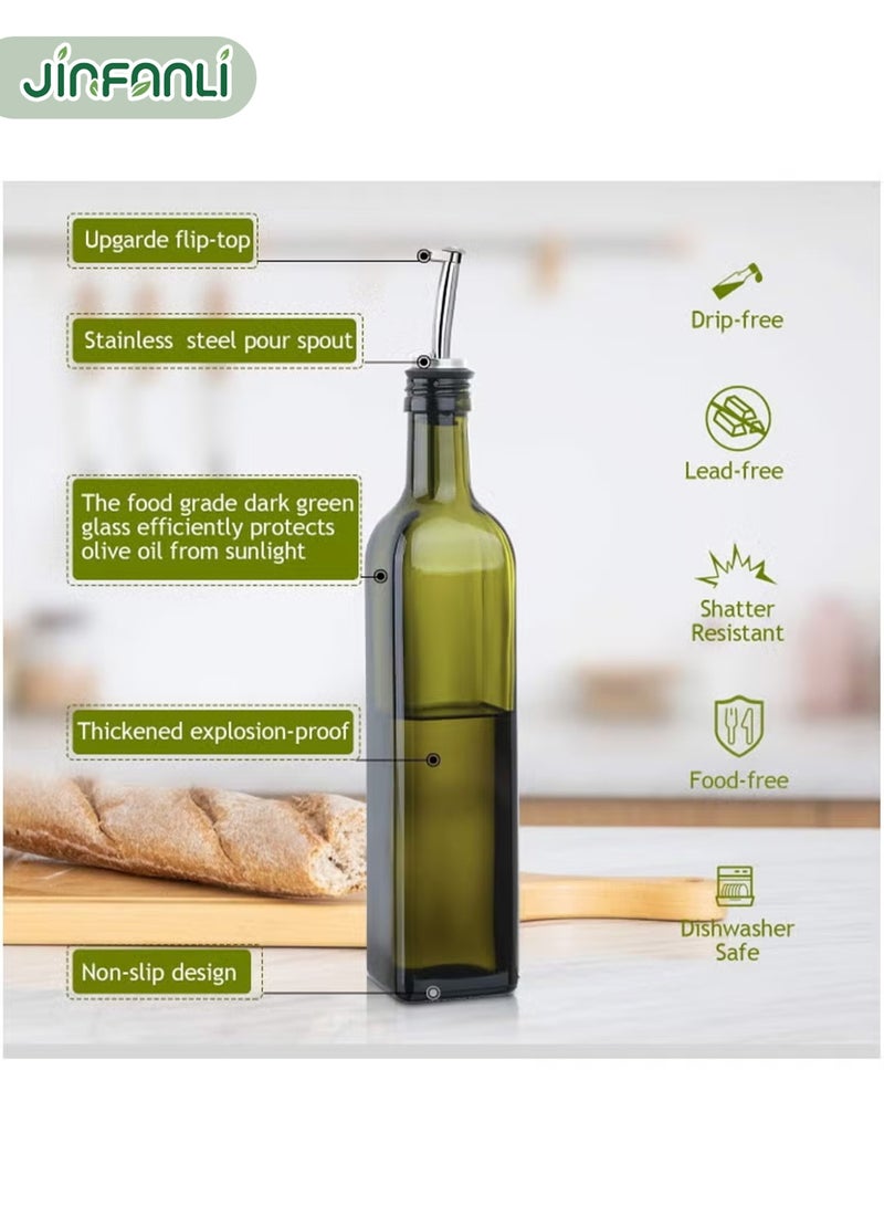 جين فان ل أنا زجاجة زيت زيتون زجاجية شفافة سعة 17 أونصة - زجاجة زيت وخل سعة 500 مل مع سكب وقمع - زجاجة زيت زيتون للمطبخ - Image 5