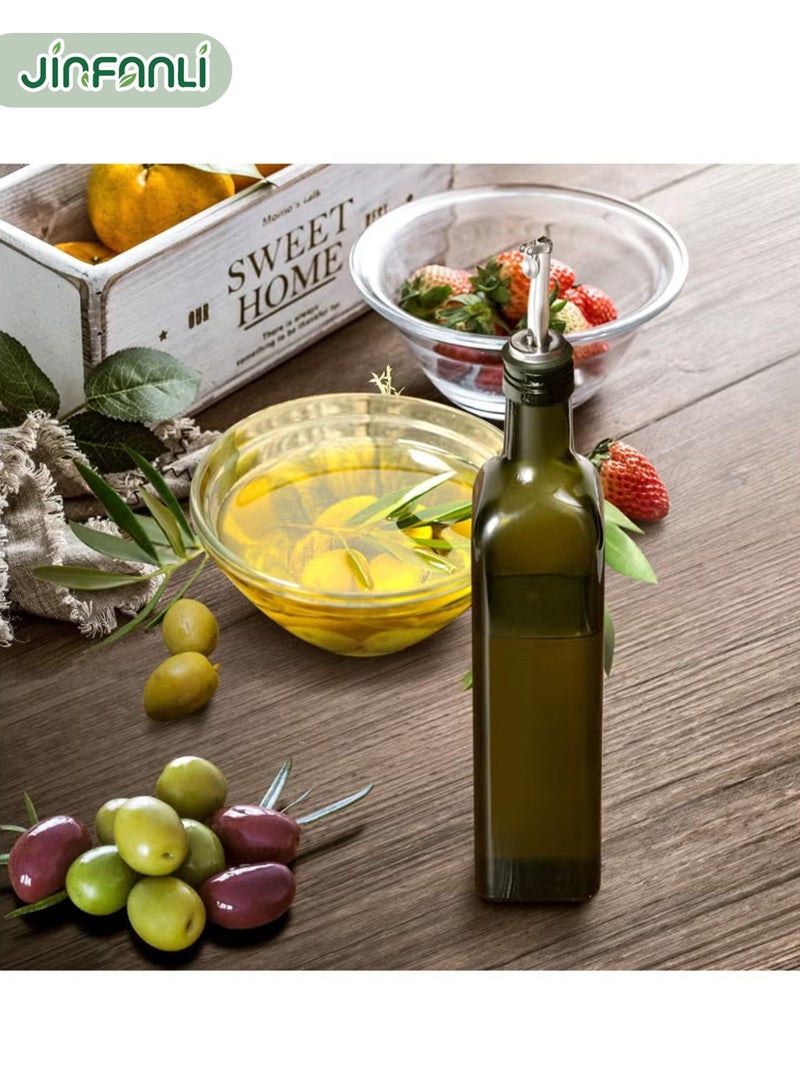 جين فان ل أنا زجاجة زيت زيتون زجاجية شفافة سعة 17 أونصة - زجاجة زيت وخل سعة 500 مل مع سكب وقمع - زجاجة زيت زيتون للمطبخ - Image 2