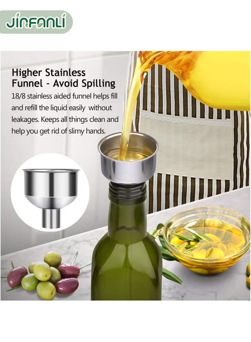 جين فان ل أنا زجاجة زيت زيتون زجاجية شفافة سعة 17 أونصة - زجاجة زيت وخل سعة 500 مل مع سكب وقمع - زجاجة زيت زيتون للمطبخ - Image 4