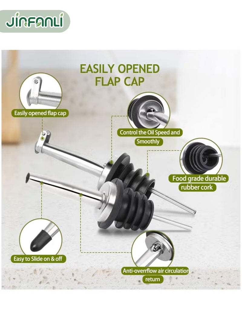 جين فان ل أنا زجاجة زيت زيتون زجاجية شفافة سعة 17 أونصة - زجاجة زيت وخل سعة 500 مل مع سكب وقمع - زجاجة زيت زيتون للمطبخ - Image 3