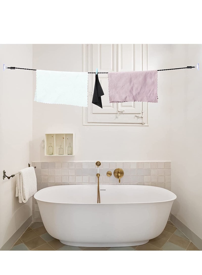 Excefore Portable Clothesline with Hooks and Suction Cups Lightweight Indoor Laundry Drying Line Travel Camping Accessories Outdoor Indoor Use NO Heavy Clothes for Socks Undergarments Tops Swimsuit Towel 2PCS  - Image 5