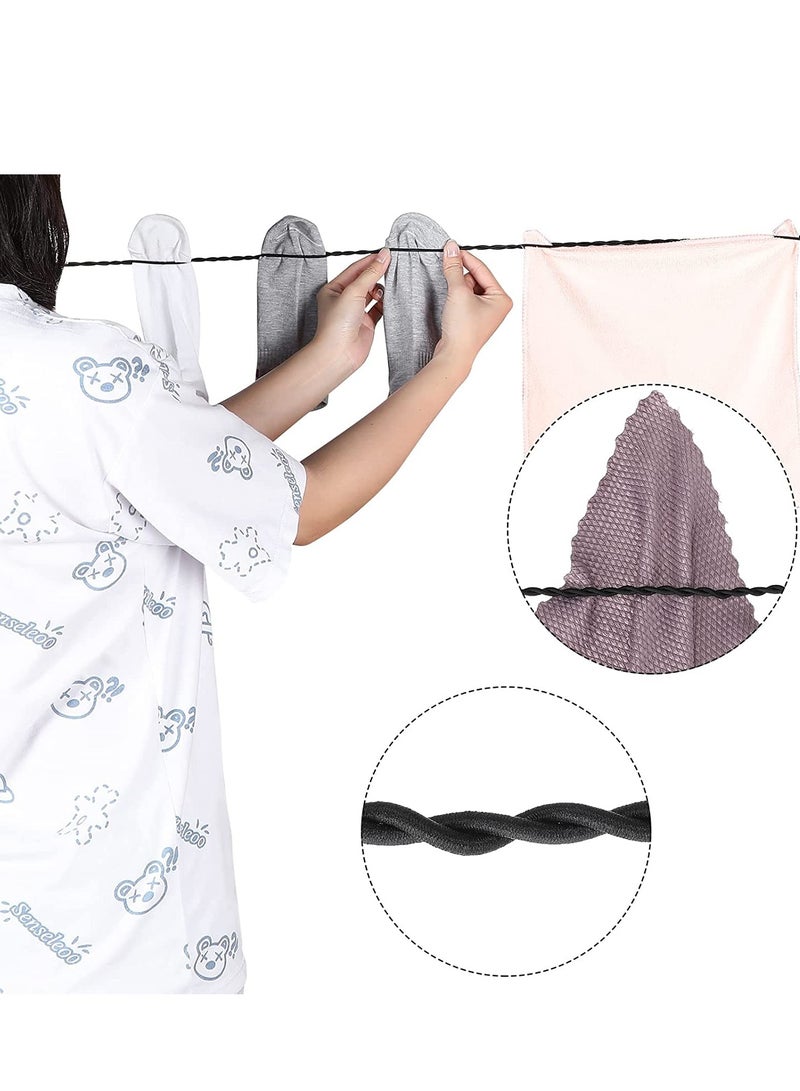 Excefore Portable Clothesline with Hooks and Suction Cups Lightweight Indoor Laundry Drying Line Travel Camping Accessories Outdoor Indoor Use NO Heavy Clothes for Socks Undergarments Tops Swimsuit Towel 2PCS  - Image 3