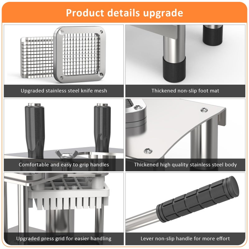 COOK A FUTURE Commercial French Fry Cutter,Stainless Steel French Fries Machine,Heavy Vertical Cutter Vegetable Chopper,with 3 Replacement (1/2 Inch, 3/8 Inch and 1/4 Inch Blades),for Restaurants and Home Kitchen - Image 3