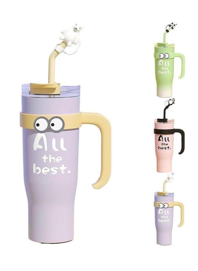 Spaceshoop Large Capacity Tumbler with Straw, 0.3 gal (1.2 L), Tumbler with Straw, Thermal Insulated Cup, Handle, Spillproof, Lightweight, Condensation, No Spills, Direct Drinking, Double Drink Cup, Wide Mouth, - Image 1