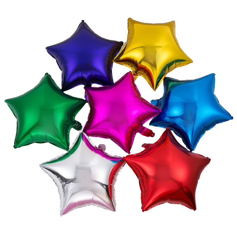 MOWO 50pcs Star Shaped Foil Balloons 18 Helium Mylar Balloons Self Sealing Reusable Assorted Color For Party Birthday Wedding Decoration