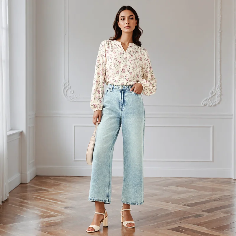 سبلاش فيڤ Floral Print Top with Collar