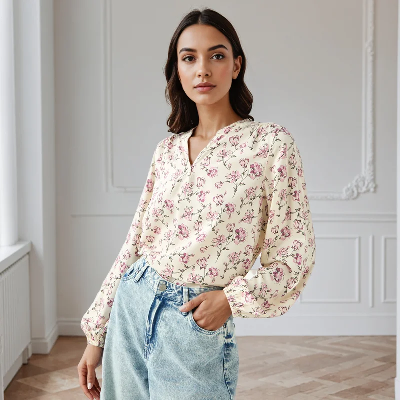 سبلاش فيڤ Floral Print Top with Collar