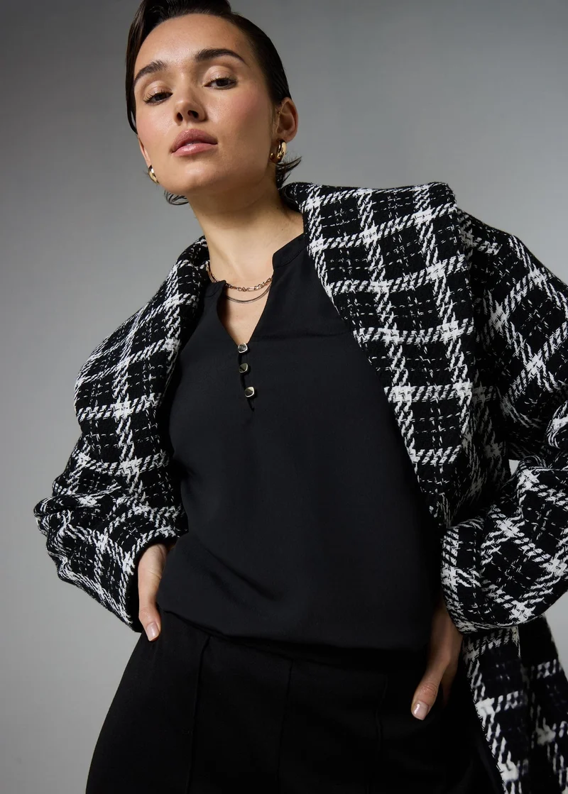 Matalan Et Vous Black Notch Neck Blouse