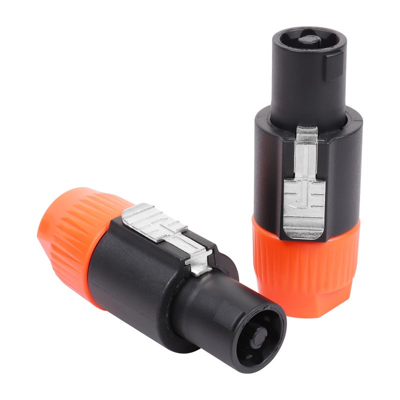 HBU 4 Pole Speakon Connectors (4pcs Blue & 4pcs Orange) - 8 Packs Total PA DJ 4 Conductor Speak-On Cable Connector with Twist Lock - Compatible NL4FC, NL4FX, NLT4X, NL2FC, NL2FX Adapter - Image 5