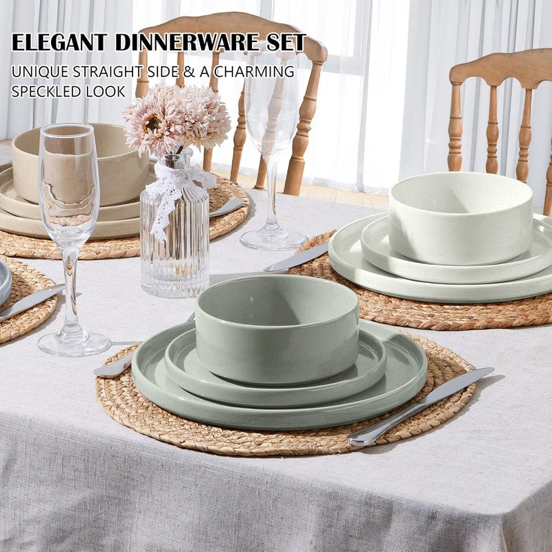 E-far Efar Stoneware Dinnerware Sets 12Piece Plates and Bowls Dish Set for 4 Kitchen Modern Dinning Ware Chip and Scratch Resistant Microwave  Dishwasher Safe Speckled Multicolor - Image 3
