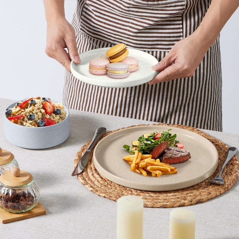 E-far Efar Stoneware Dinnerware Sets 12Piece Plates and Bowls Dish Set for 4 Kitchen Modern Dinning Ware Chip and Scratch Resistant Microwave  Dishwasher Safe Speckled Multicolor - Image 4