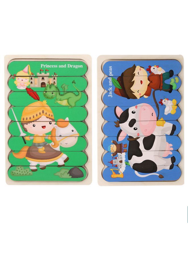 Wooden Toy 3D Double-sided Jigsaw Bar Puzzles Children’s Creative Story Stacking Matching Puzzle Early Educational Toys 1pcs - Image 1