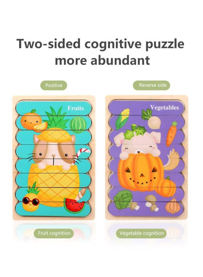 Wooden Toy 3D Double-sided Jigsaw Bar Puzzles Children’s Creative Story Stacking Matching Puzzle Early Educational Toys 1pcs - Image 2