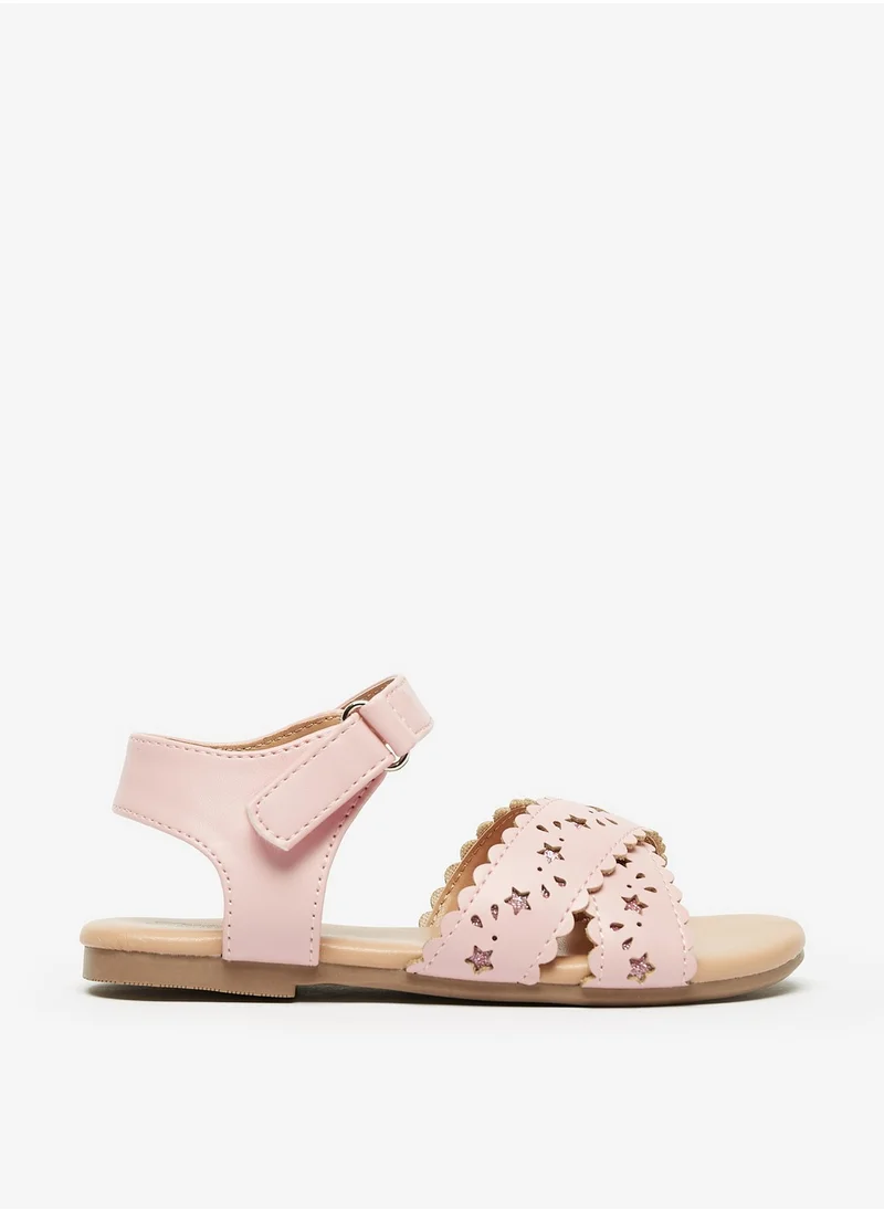 Flora Bella By Shoexpress Girls Cutout Detailed Sandals with Hook and Loop Closure Ramadan Collection