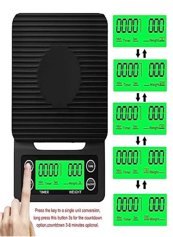 Goolsky - Goolsky  Coffee Scale with Timer, LCD Backlight Display, High Accuracy Kitchen with Tare Function, 6.6LB/3KG Max Load, 0.1g Precision Sensor, Batteries Included - Image 1