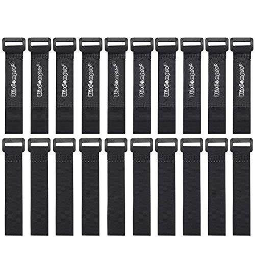 Wisdompro 20 Pack 0.8 x 8 Inches Hook and Loop Reusable Fastening Cable Tie Down Straps by Wisdompro - Reusable, Durable Functional Ties to Keep Your Home, Office, Workspace from Tangled Messes of Cords - Image 1