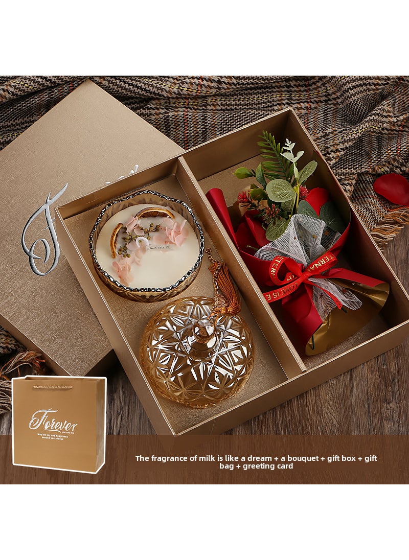 Luxury Soy Candle Gift Set for Teachers and MothersMilk fragrance like a dream + bouquet-aromatherapy gift box Milk fragrance like a dream + bouquet-aromatherapy gift box - pzsku/Z231F7E241BD4D540D108Z/45/_/1725161011/fb006672-2780-49bf-8fb1-927e2fdc7983