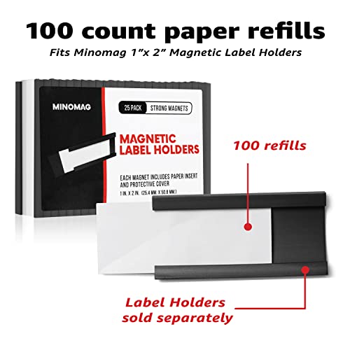 Minomag Label Insert Cards for 1x2 Inch Label Holders, White Cardstock Paper (100 Count) - Image 2