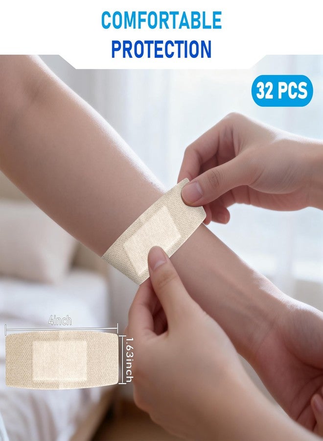 CAREUS ضمادات لاصقة من السيليكون من CareUs للبشرة الحساسة، مقاس 1.6 × 4 بوصة، 32 ضمادة، كبيرة الحجم، مرنة، مصنوعة من قماش خالٍ من اللاتكس، مضادة للحساسية، تسمح بمرور الهواء، مناسبة للجروح الحساسة اللاصقة. - Image 2
