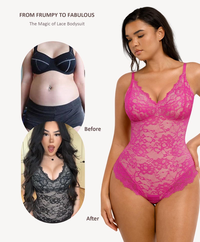FeelinGirl Shapewear Tummy Control Lingerie Body Shaper V-neck Jumpsuit Tank Top Body Suits for Women Bodysuit Pink XL - Image 4