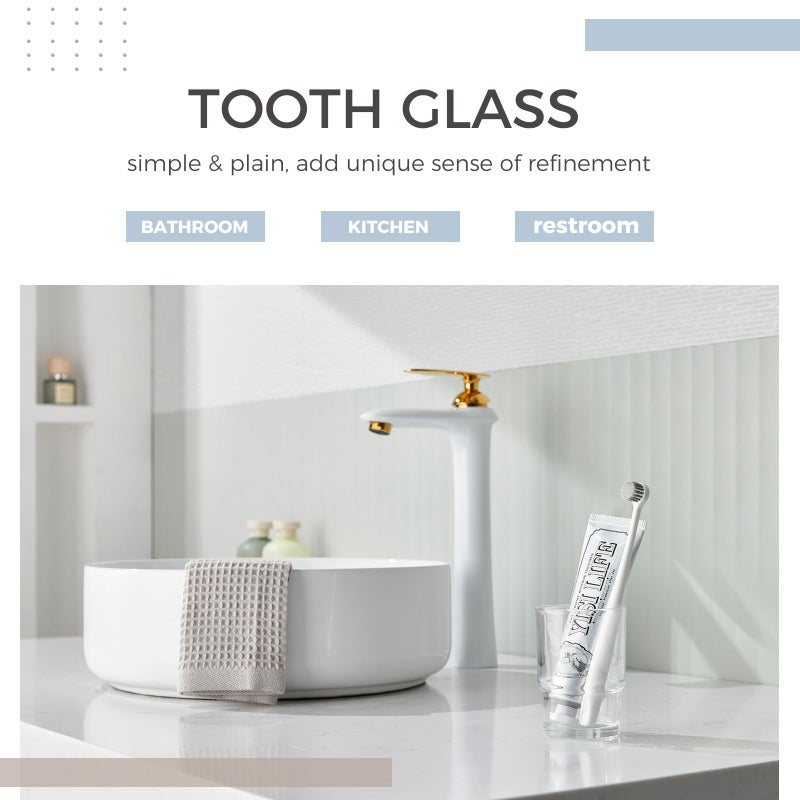 Aomasi Bathroom Glass Cup, Aomasi Transparent Toothbrush & Toothpaste Holder, Mouthwash Tumbler Cup Drinking Mug Glassware - Image 2