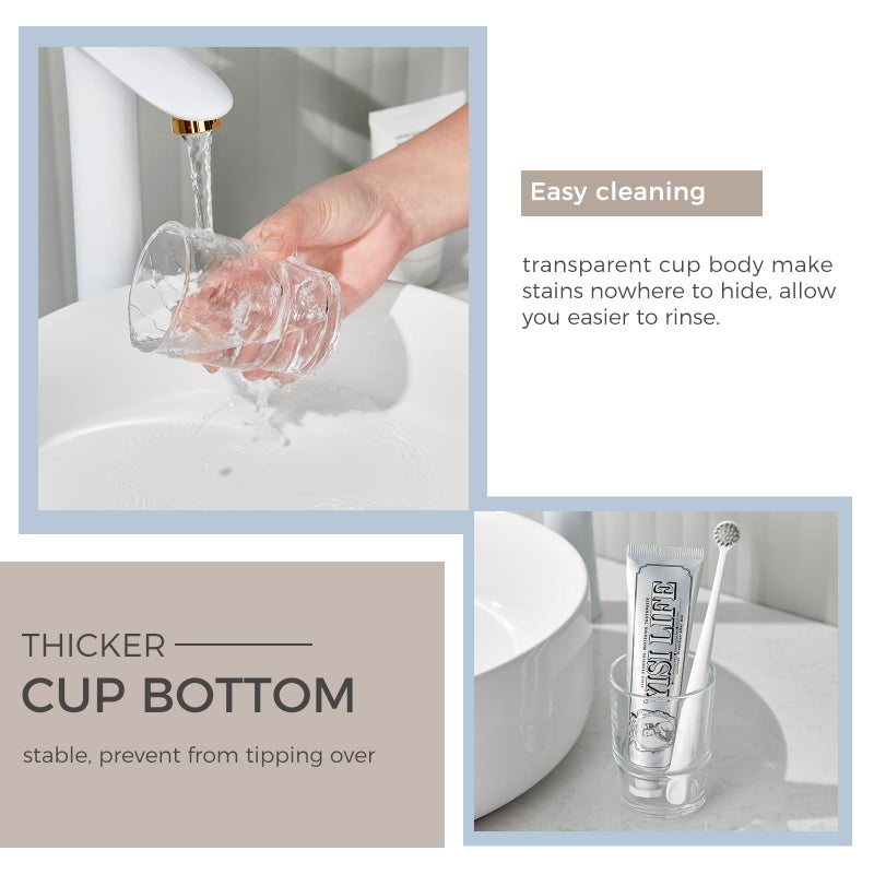 Aomasi Bathroom Glass Cup, Aomasi Transparent Toothbrush & Toothpaste Holder, Mouthwash Tumbler Cup Drinking Mug Glassware - Image 4