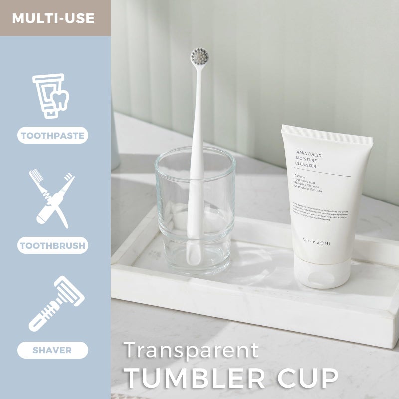 Aomasi Bathroom Glass Cup, Aomasi Transparent Toothbrush & Toothpaste Holder, Mouthwash Tumbler Cup Drinking Mug Glassware - Image 5
