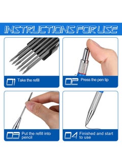 Nezyo 4 Pieces Welder Pencil With 60 Pieces Round Silver Refills Mechanical Pencil Metal Marker Pen For Construction Workers Metal Work Welders Plumbers Framers  - Image 4