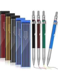 Nezyo 4 Pieces Welder Pencil With 60 Pieces Round Silver Refills Mechanical Pencil Metal Marker Pen For Construction Workers Metal Work Welders Plumbers Framers  - Image 2