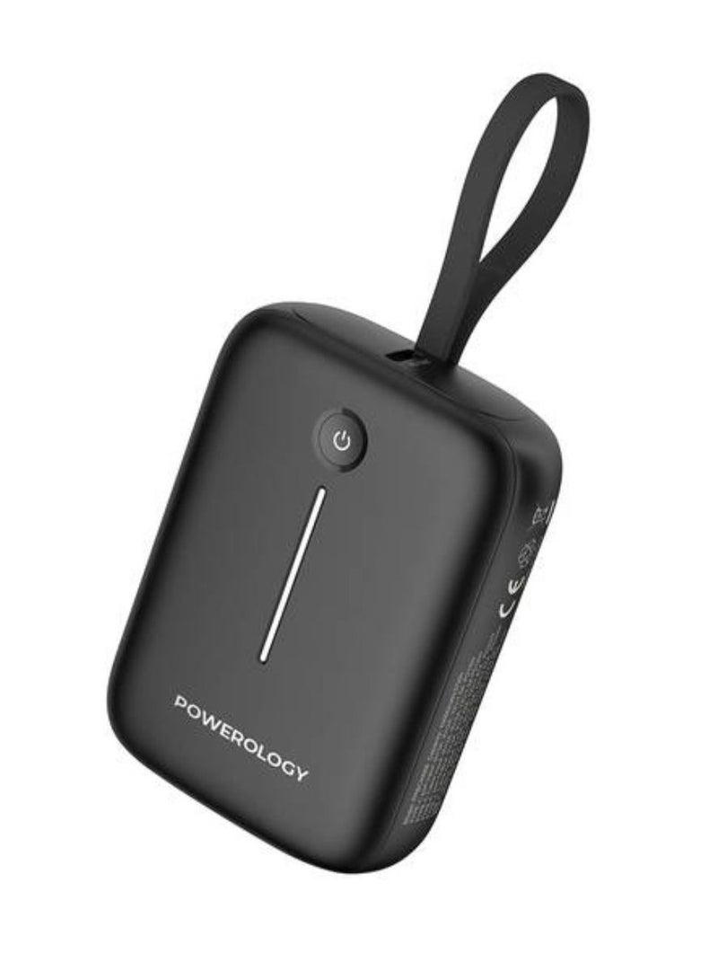 Powerology 10000mAh Power Bank with Detachable USB-C Wire, 20W Power Delivery, 3-Device Charging, Long Time Standby, Universal Phone Compatibility, Built-in Safeguards - Black - Image 3