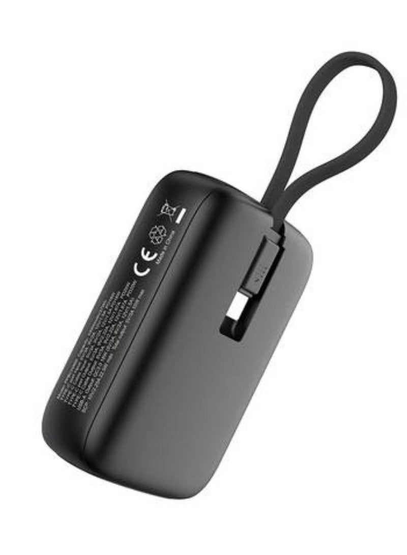 Powerology 10000mAh Power Bank with Detachable USB-C Wire, 20W Power Delivery, 3-Device Charging, Long Time Standby, Universal Phone Compatibility, Built-in Safeguards - Black - Image 4