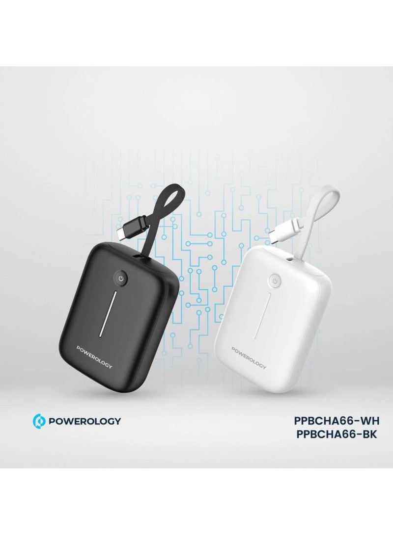 Powerology 10000mAh Power Bank with Detachable USB-C Wire, 20W Power Delivery, 3-Device Charging, Long Time Standby, Universal Phone Compatibility, Built-in Safeguards - Black - Image 5