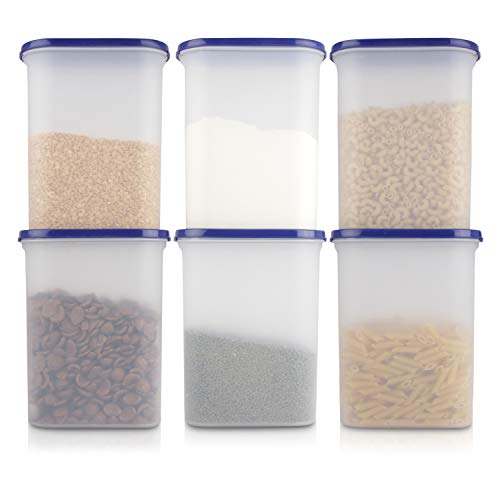 Cutting EDGE 2400ml Anti-Bacterial Modular Plastic Storage Container Set of 6, BPA-Free, Airtight Lid, Leakproof, Stackable Organizer for Pantry, Sugar, Flour & Grains (Navy Blue) - Image 1