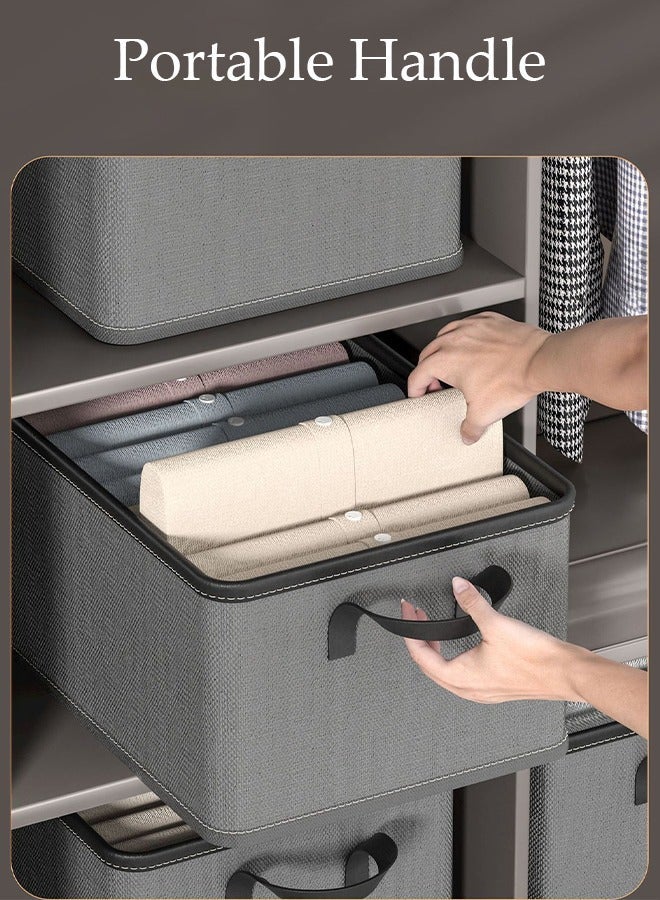 DUNISO 3pcs Wardrobe Clothes Organizer Closet Storage Organizer for Clothes Jeans Washable Closet Storage Boxes with Leather Handles Cube Storage Bin for Home Bedroom Office 25L - Image 5