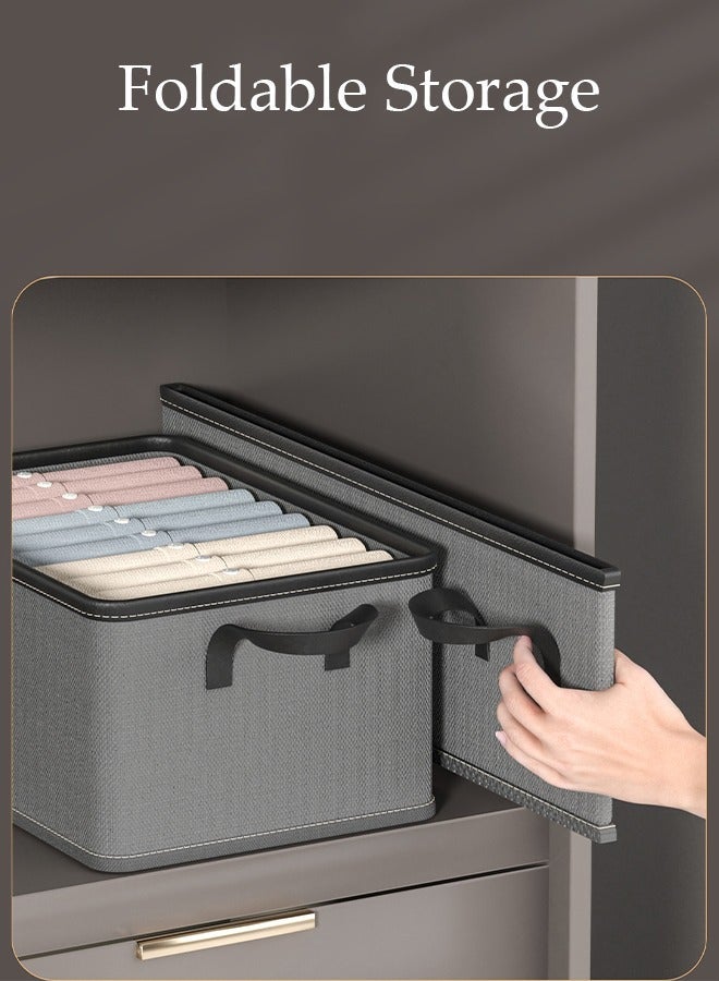 DUNISO 3pcs Wardrobe Clothes Organizer Closet Storage Organizer for Clothes Jeans Washable Closet Storage Boxes with Leather Handles Cube Storage Bin for Home Bedroom Office 25L - Image 4