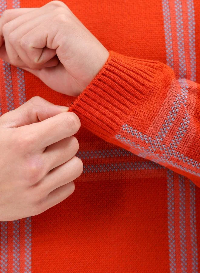 شركة المرآب الهندية Men Relaxed Fit Checkered Crew Neck Sweater