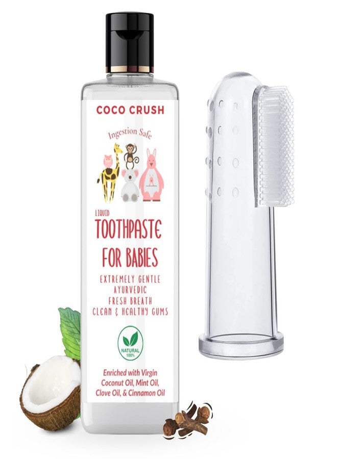 COCO CRUSH Ayurvedic Kids Liquid Toothpaste & Toothbrush Combo for Babies | Oral Care, Sls Free, No Artificial Flavours, Gentle, Ingestion Safe | Extremely Gentle Oralcare | (0-5 Years) (50ml) - Image 1