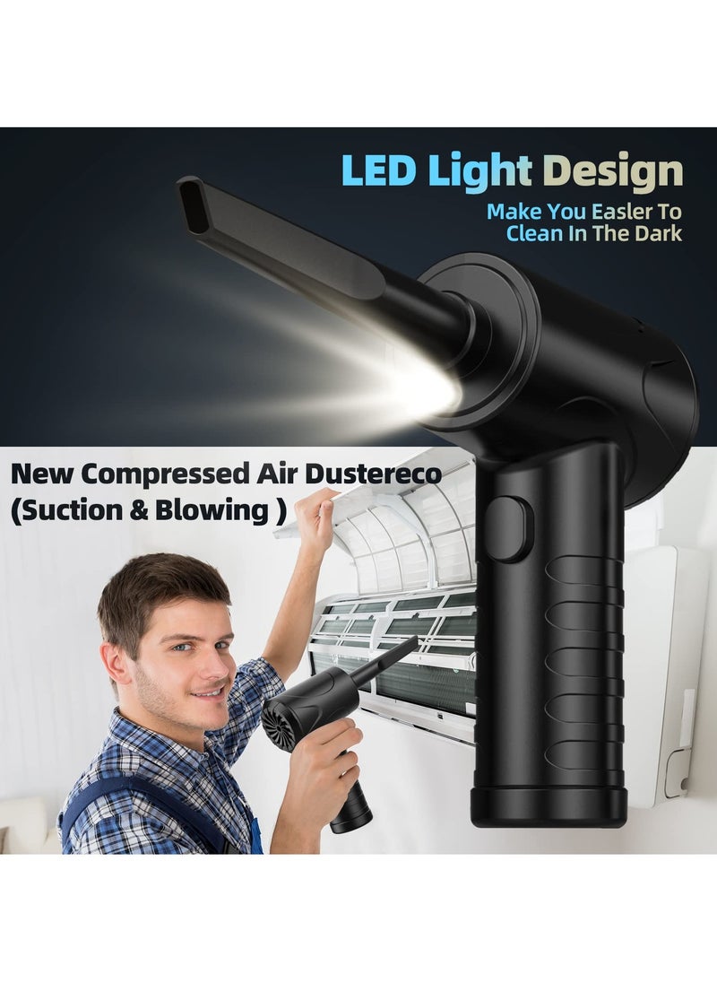 SYOSI - SYOSI Compressed Air Duster, 3-Gear Adjustable 100,000RPM Air Duster, Handheld 2 in 1 Air Duster & Vacuum Cleaner, Portable Mini Air Duster Kit with LED Light for Car, PC, Keyboard, Carpet - Image 1