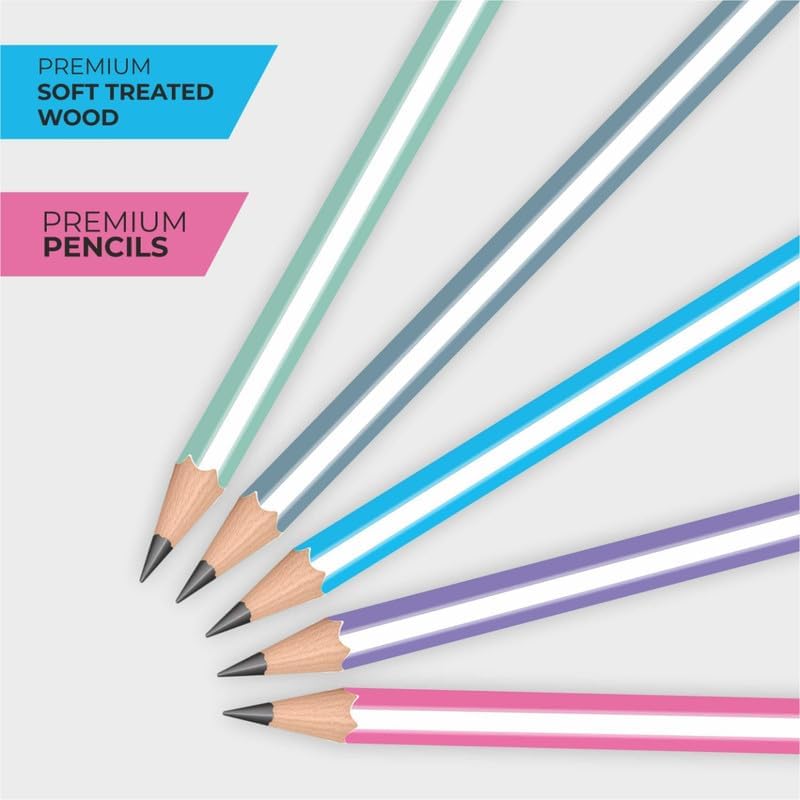 Hauser Xo Super Dark Pencils Tumbler Pack | Attractive Pastel Colors Body | Ergonomic Hexagonal Body With 2.4mm Leads | Multicolor Body, 50 Pcs Stand - Image 4