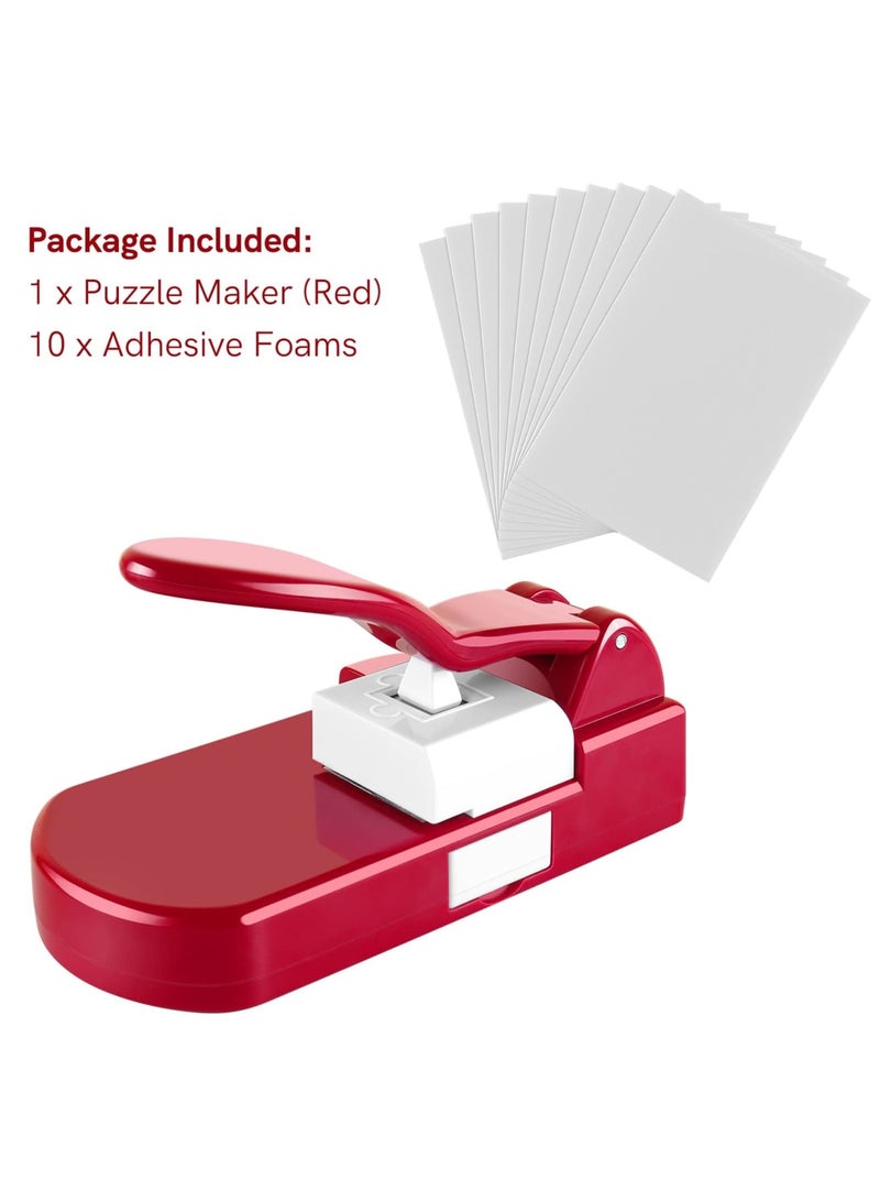 Barakah آلة قطع الألغاز، أداة قطع الألغاز DIY للفنون والحرف، ألغاز صور مخصصة، تشمل 10 رغوات لاصقة لألغاز مخصصة، أداة صغيرة، أحمر طوبي - Image 2