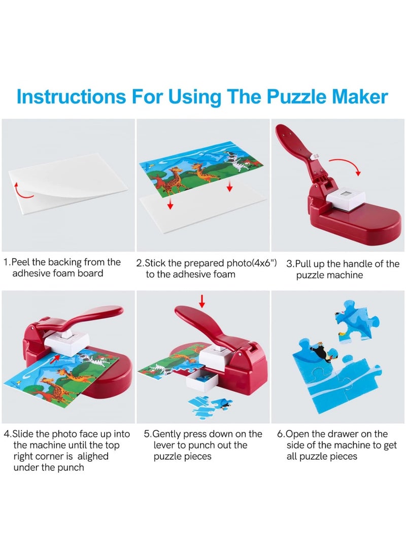 Barakah آلة قطع الألغاز، أداة قطع الألغاز DIY للفنون والحرف، ألغاز صور مخصصة، تشمل 10 رغوات لاصقة لألغاز مخصصة، أداة صغيرة، أحمر طوبي - Image 4