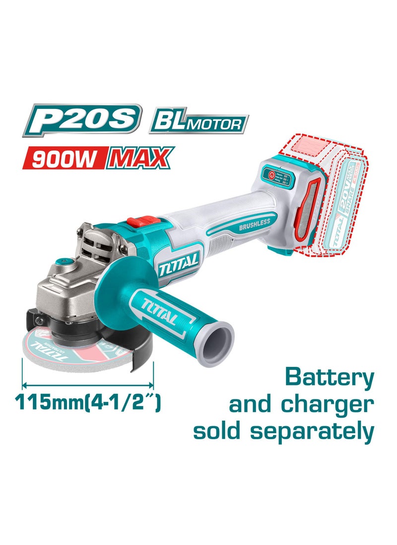 TOTAL Cordless Lithium Angle Grinder 20V (Battery And Charger Sold Separately)