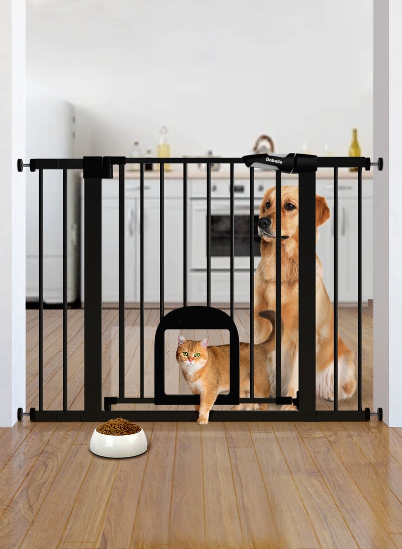 Babelio Baby Gate with Adjustable Cat Door,29-43" Auto Close Durable Pet door for Stairs,Doorways and House,Pressure Mounted,Easy Install,Effortless Walk Thru, - Image 1
