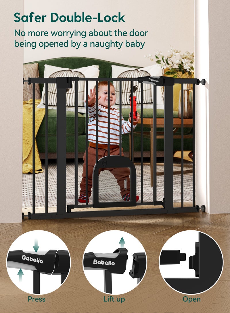 Babelio Baby Gate with Adjustable Cat Door,29-43" Auto Close Durable Pet door for Stairs,Doorways and House,Pressure Mounted,Easy Install,Effortless Walk Thru, - Image 3