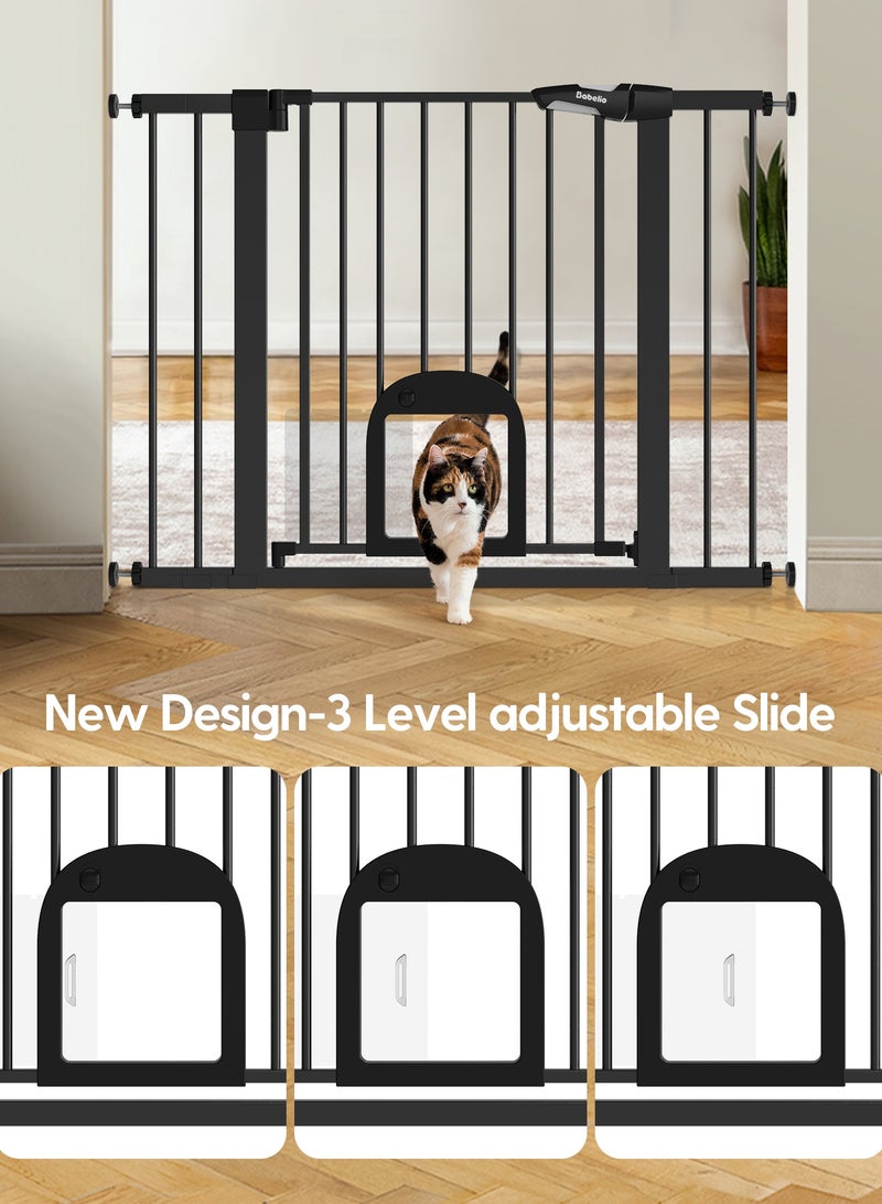 Babelio Baby Gate with Adjustable Cat Door,29-43" Auto Close Durable Pet door for Stairs,Doorways and House,Pressure Mounted,Easy Install,Effortless Walk Thru, - Image 2