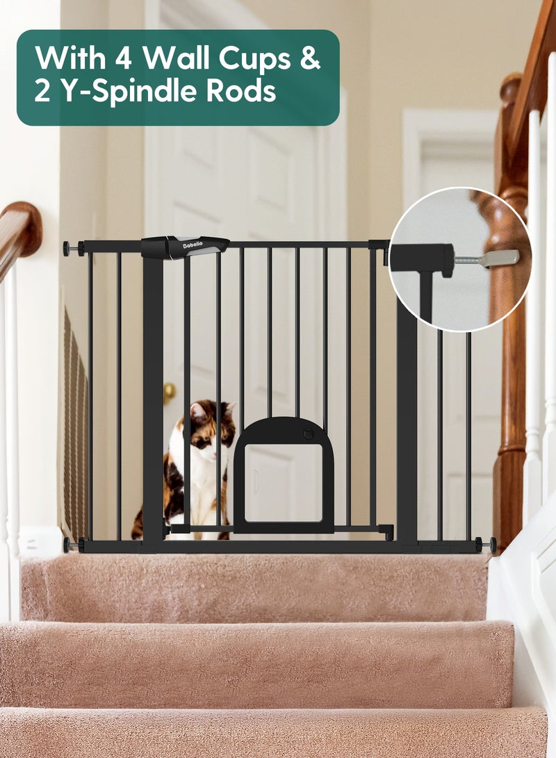 Babelio Baby Gate with Adjustable Cat Door,29-43" Auto Close Durable Pet door for Stairs,Doorways and House,Pressure Mounted,Easy Install,Effortless Walk Thru, - Image 4