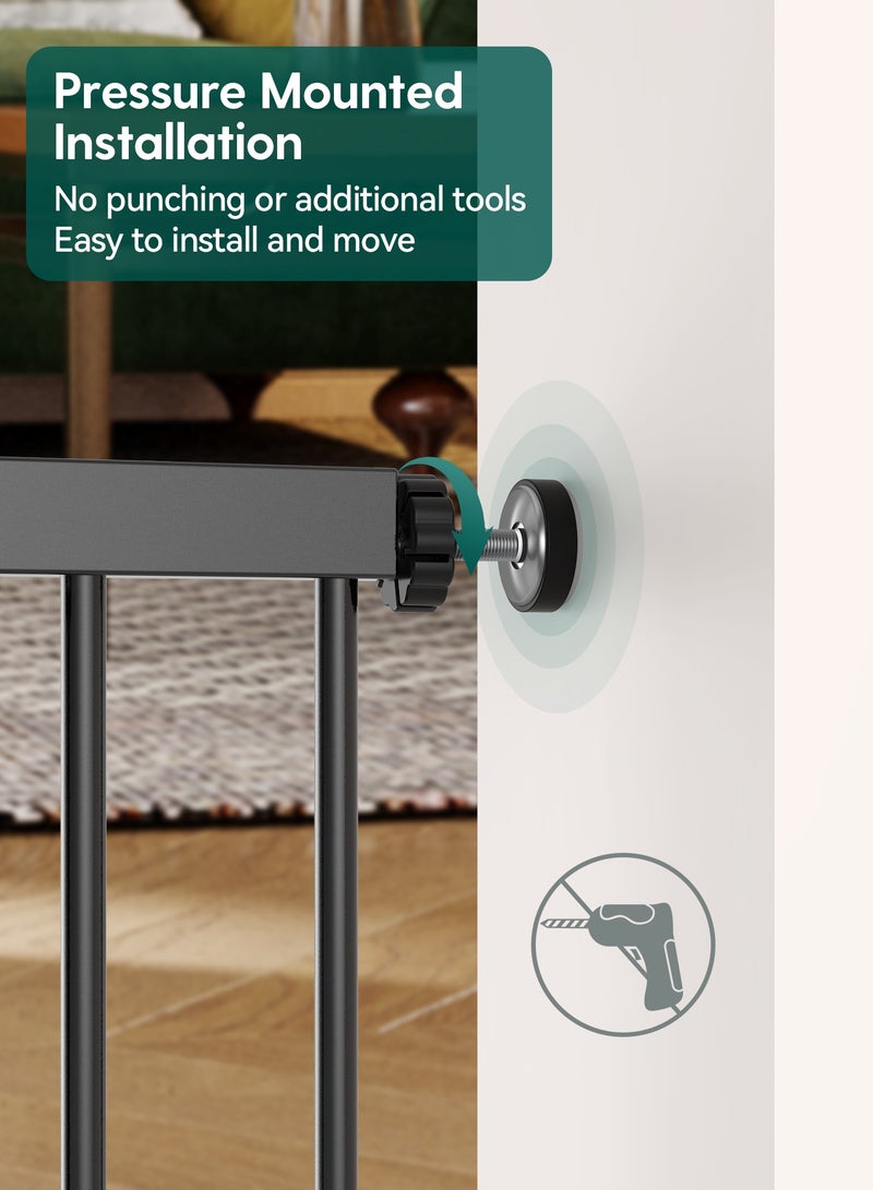 Babelio Baby Gate with Adjustable Cat Door,29-43" Auto Close Durable Pet door for Stairs,Doorways and House,Pressure Mounted,Easy Install,Effortless Walk Thru, - Image 5