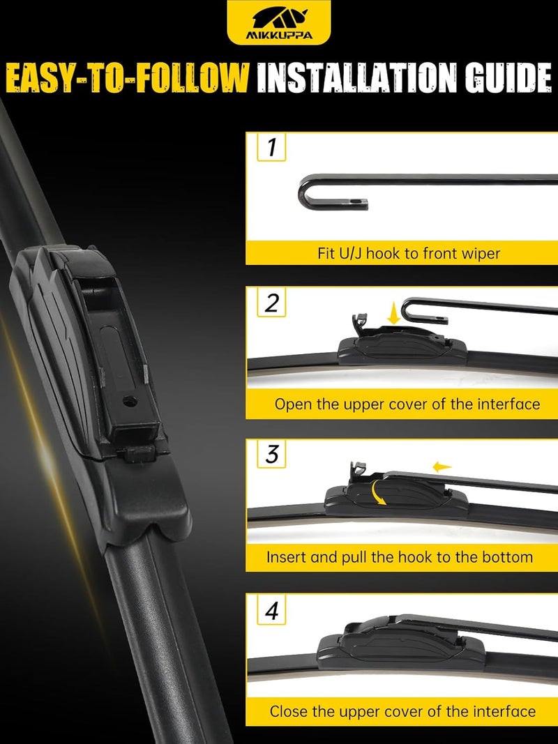 MIKKUPPA 26"+17"+11"+12" Windshield Wiper Blades Replacement for 2017-2022 Honda CR-V - Original Factory Quality Front and Rear Wipers Blade Set for My Car - U/J Hook(Pack of 4) - Image 5