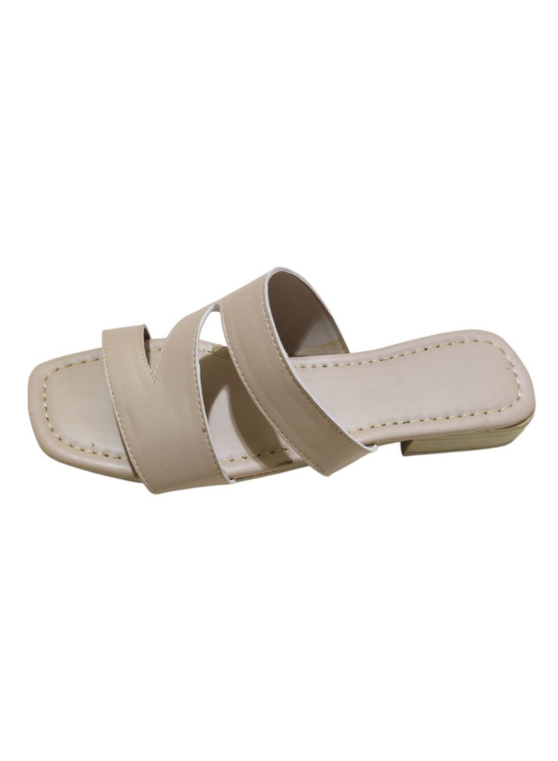 Karisma Flat Squared Toe Slippers With Three Strap Cut Design - Image 3