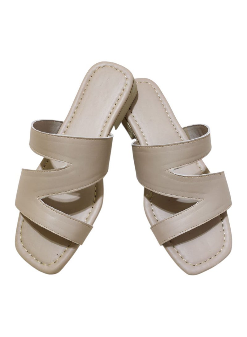 Karisma Flat Squared Toe Slippers With Three Strap Cut Design - Image 1